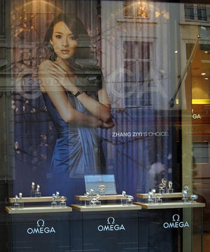 Zhang Ziyi as Omega ambassador in London Bond Street store.